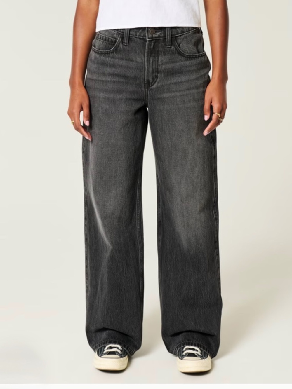 Hollister High-Rise Baggy Jeans Washed Black Size 4 Long